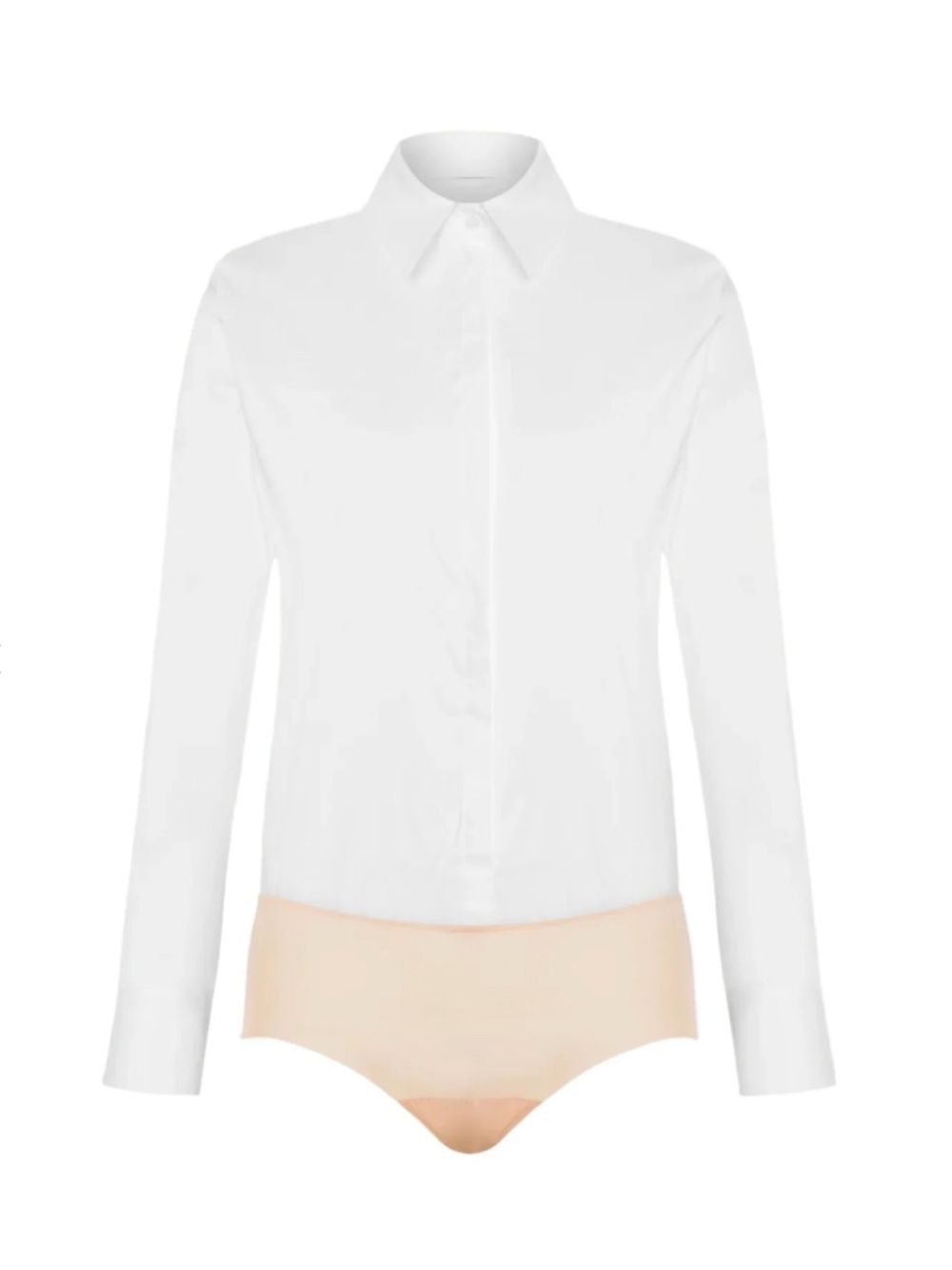 Wolford White Effect Button Down Bodysuit Collared Shirt Size US 6 EU 36 Worn 1x